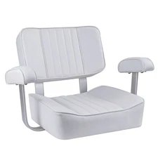 NORTHCAPTAIN Pontoon Captain Bucket Seat with Armrest,White/White Piping