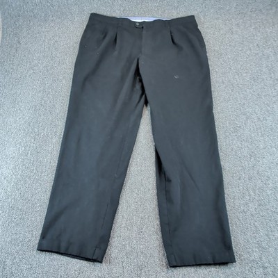 Saint Hilaire Mens Pleated Dress Pants 46R Black Cotton Stretch Trousers Morocco