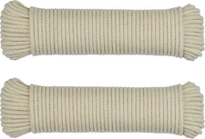 SteadMax 200 ft Natural Cotton Rope, Clothesline Cord, 1/4 inch 200ft, Beige 