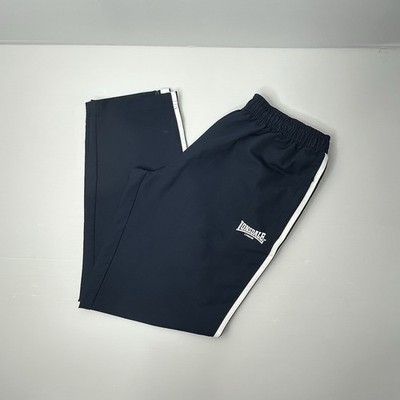 Lonsdale Track Pants Mens Small Navy Blue White Stripe Zip Hem Joggers Gym