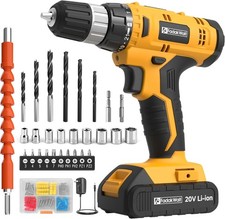 20V Cordless Drill Set 40PCS Power Tool Kit 2.0Ah Li-Ion Battery LED Light 3/8"