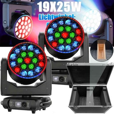 2xLED Wash Beam Zoom Moving Head Mit Case RGBW DMX Bühnenlicht Weihnachten Show