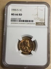 1955-S Lincoln Wheat Cent 1c MS66 RD NGC
