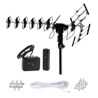 Outdoor Antenna HD TV 200 Miles Range with Motorized 360° Rotation, UHF/VHF/F...