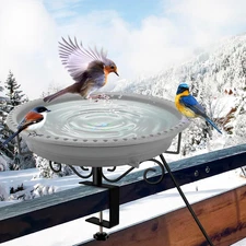 Heated Bird Bath for Deck Railing, 100W Thermostatically Controlled Heated Bird 