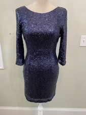 LULU’S NAVY DELIGHTFUL WAYS BLUE SEQUIN MINI DRESS SMALL EUC
