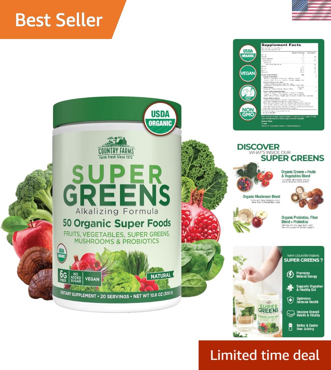 S Drink Mix - Boost Energy & Digestion - 50 Varieties, Natural