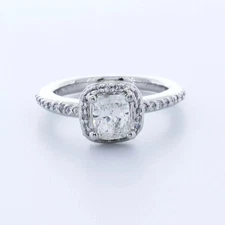 Side Stone Engagement Ring Halo 14K Gold 1.75 CT Cushion Lab-Grown Diamond H VS1