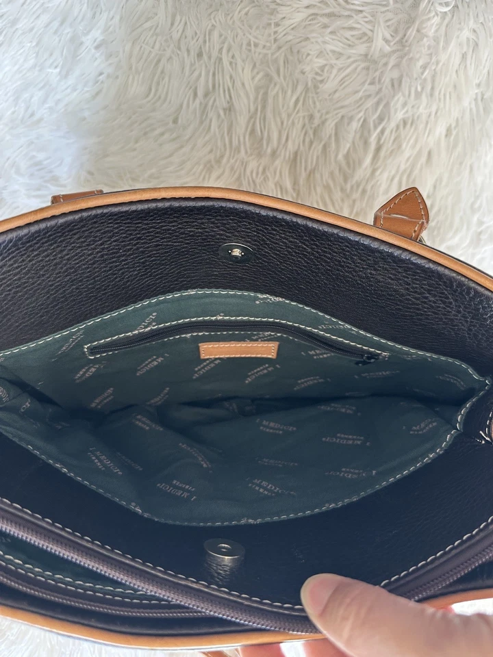 I Medici Firenze Italian Leather Satchel Bag Black Brown Trim Detachable Strap - Image 4 of 4