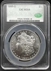 1880-S Morgan Dollar CACG MS64 $1 Silver CAC Graded Gem BU Coin