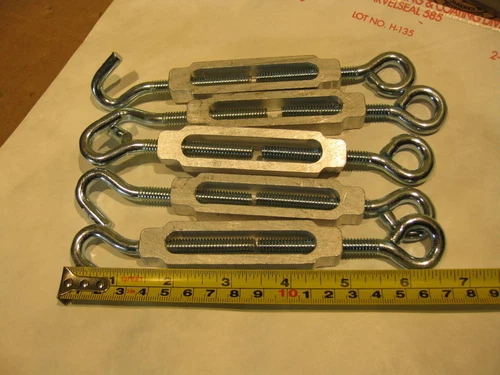 Lot of 5 Hindley FA1835 Hook and Eye 5/16 Turnbuckles Aluminum Zinc Steel