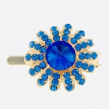 Sunflower Magnet Hair Clip Hairpin Rhinestone Crystal Flower Barrette Blue 24