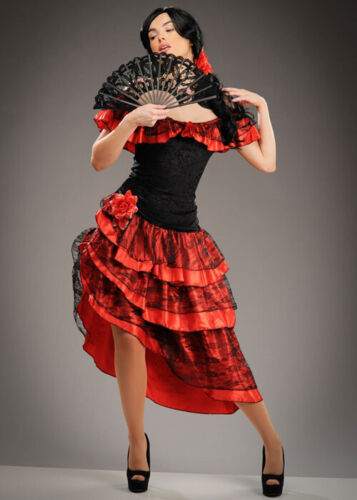Ladies Red Spanish Senorita Flamenco Costume - Picture 1 of 4