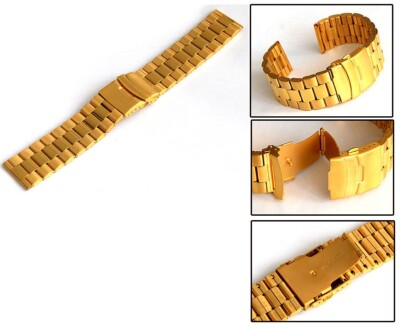 24 MM Cinturino Orologio Acciaio Inox Dorato Con di Sicurezza