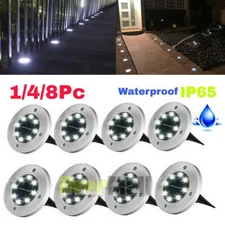 1-8PK 8-LED Solar Powered Buried Light Under Ground Lamp Outdoor Way Garden Deck