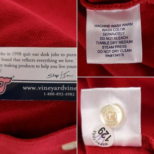Vineyard Vines Herren Medium rot kurzärmlig einfarbig Poloshirt 100 % Baumwolle - Bild 8 von 10