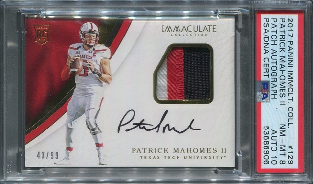 Patrick Mahomes 2017 Panini Immaculate Rookie Patch Autographs