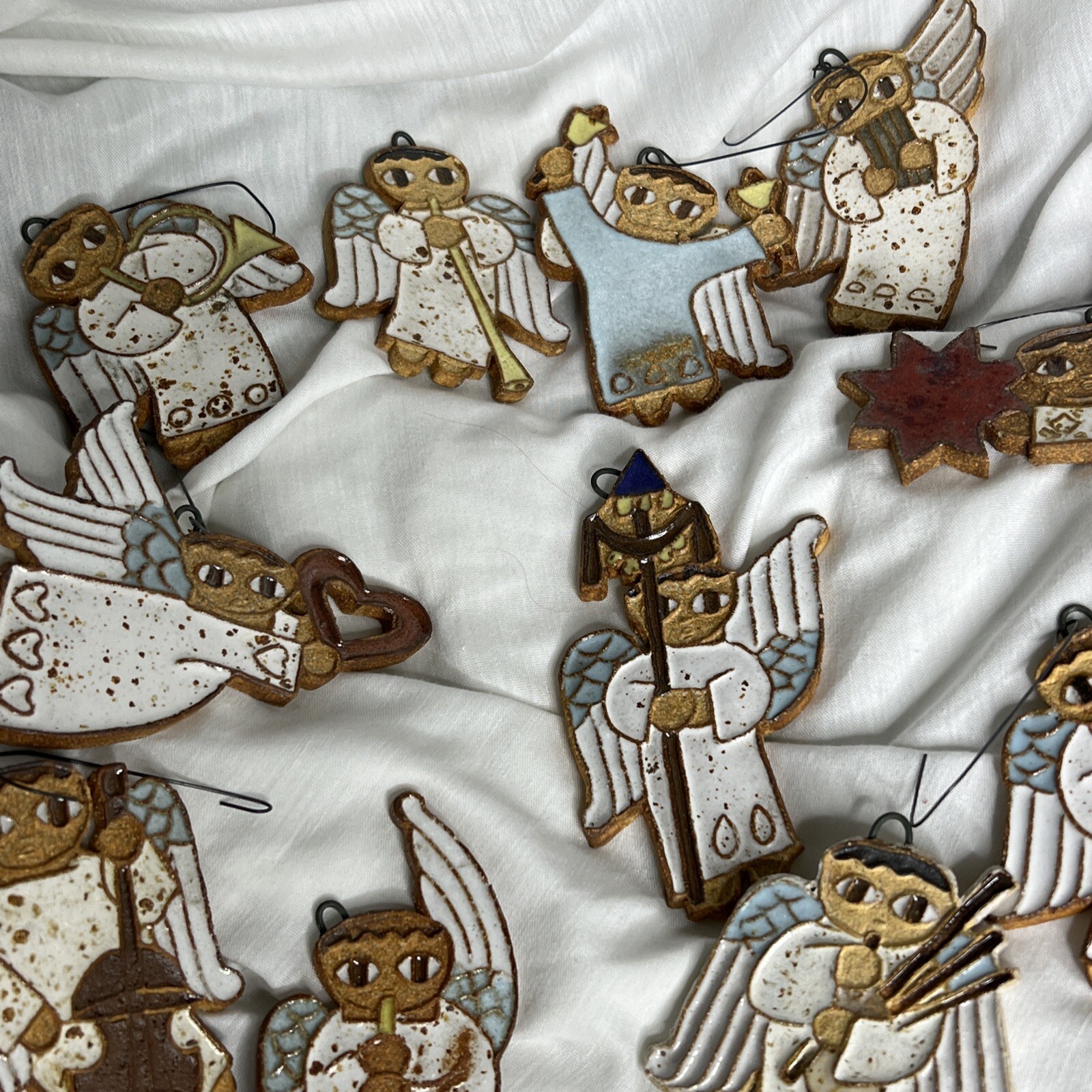 St Andrew’s Benedictine Monks Ceramic Angel Ornaments Mexican Folk Art