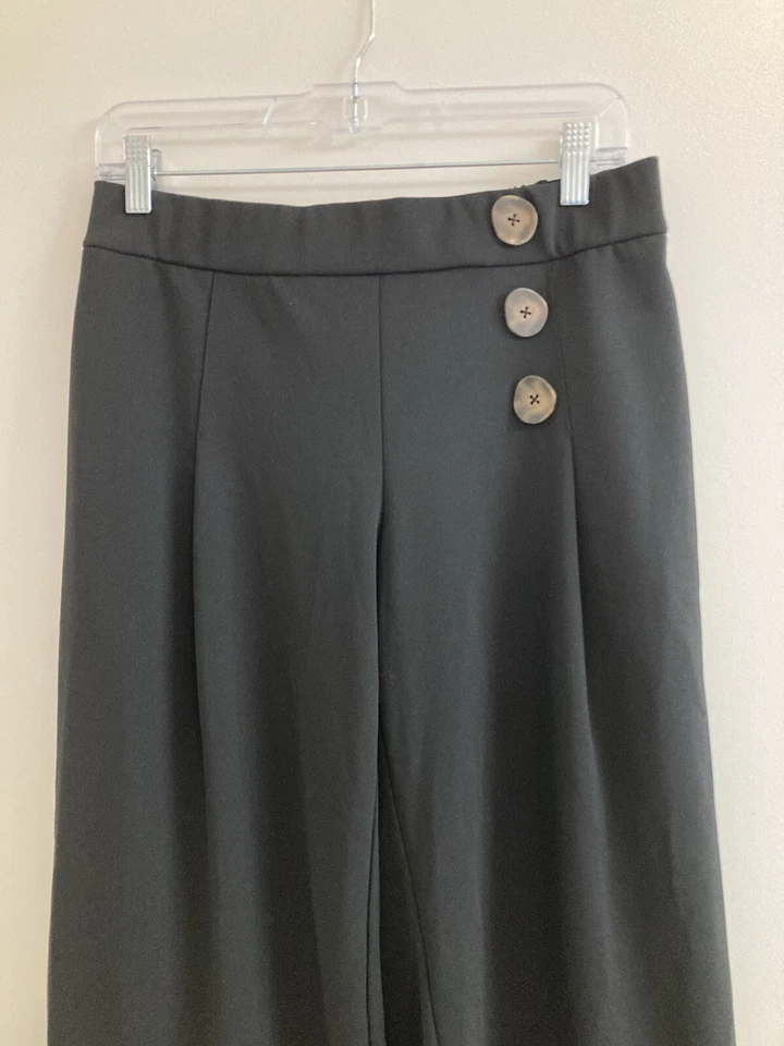 Pantalones Alfani de pierna ancha cintura elástica para mujer talla S botones negros hippie Foto 3 de 4