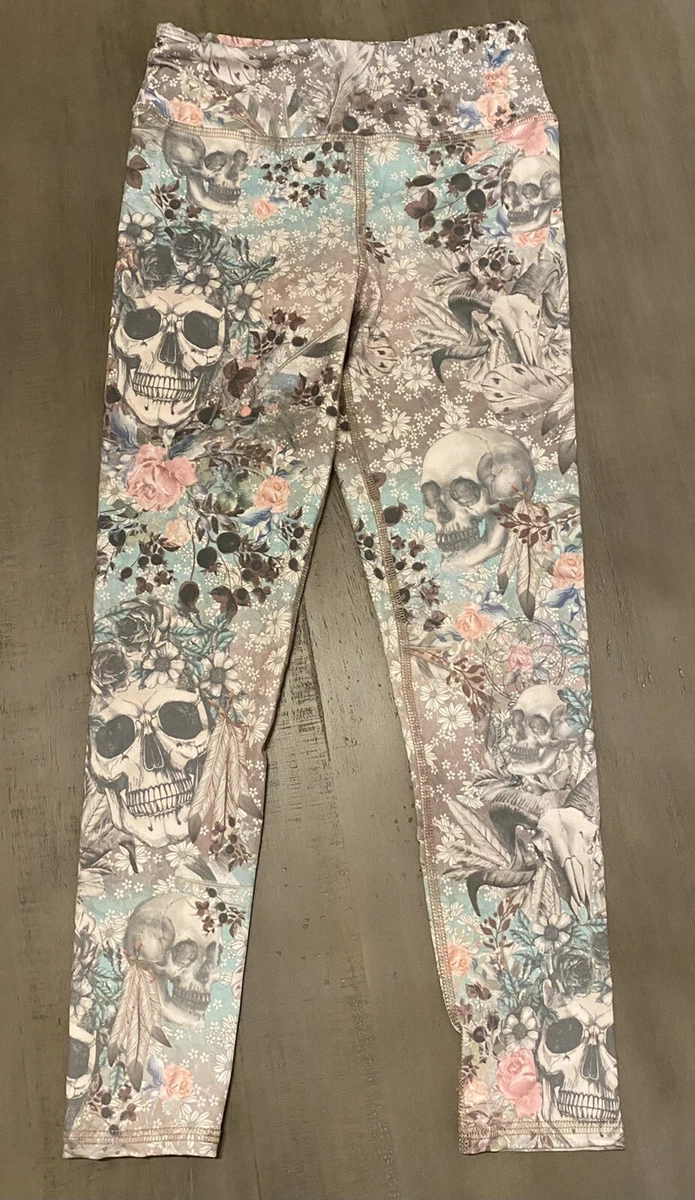 Evcr Floral and skull leggings, Ankle Length, Size S