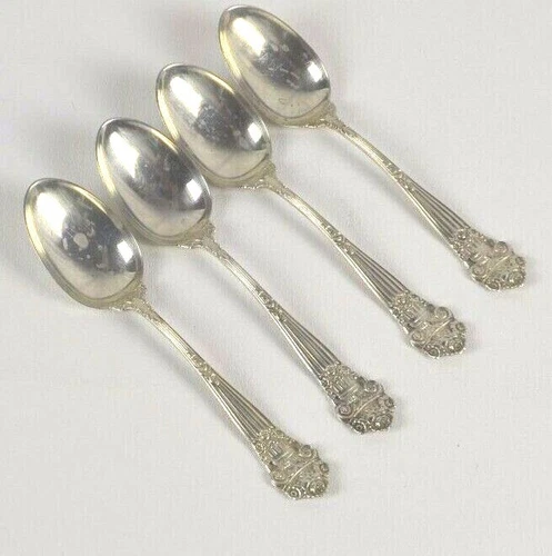 Towle Georgian Sterling Silver 4 Teaspoons Pierced Antique Flatware Victorian