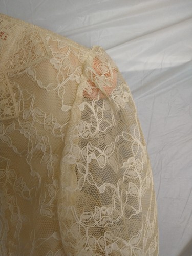 True Antique Edwardian Ivory Embroidered Lace Blouse High Neck Ruffles AS IS S/M - Bild 10 von 16