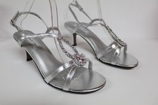 TOUCH UPS MINDY SILVER SANDALS HEELS RHINESTONE BLING PARTY PROM HOMECOMING SHOE