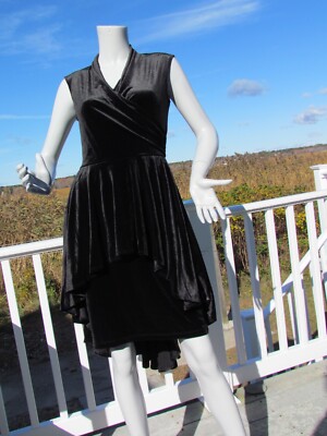 NEW 1X PYRAMID COLLECTION dress black velvet high low faux wrap elegant cocktail