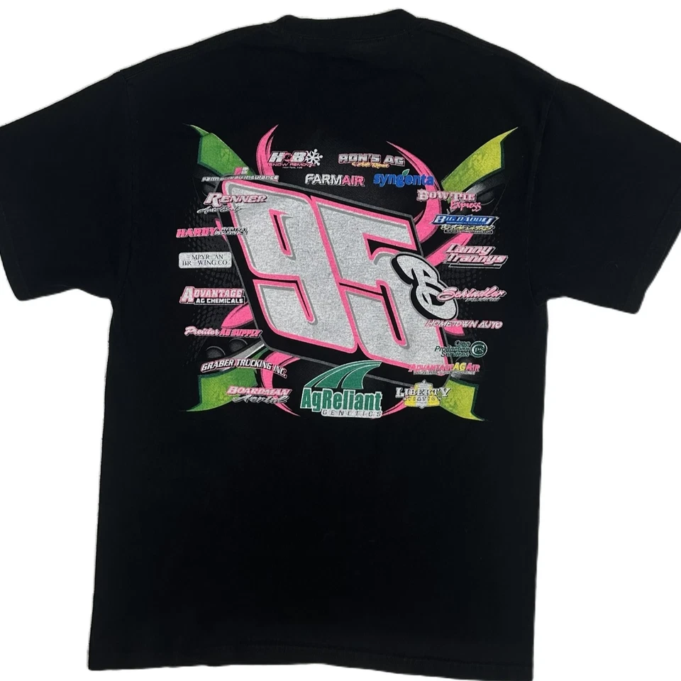 复古 IMCA Stock Car 女式 M 黑色双面霓虹图案赛车衬衫 — 第 3/4 张图片