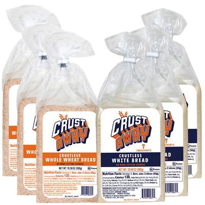 Crust Away Crustless Whole Wheat & White Bread   Clean Ingredients   Non-GMO,...