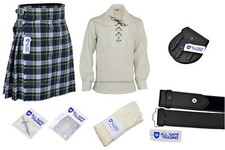 Men Scottish 9 Pieces 8 Yards Kilt Outfit with Sporran, Dress Gordon Tartan