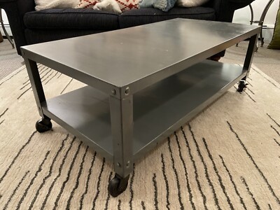 Industrial Style Two-Tired Rectangular Metal Coffee Table