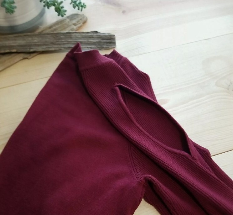 Karl Lagerfeld Cold Shoulder Sweater Merlot Sz M Bell Sleeves NWOT 