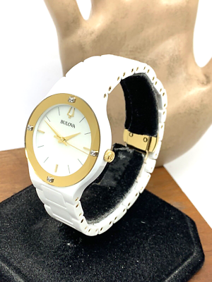 Bulova Women\'s Watch 98R292 Millennia Quartz Gold White Dial Ceramic Dial 35mm Bulova Ladies main image 4