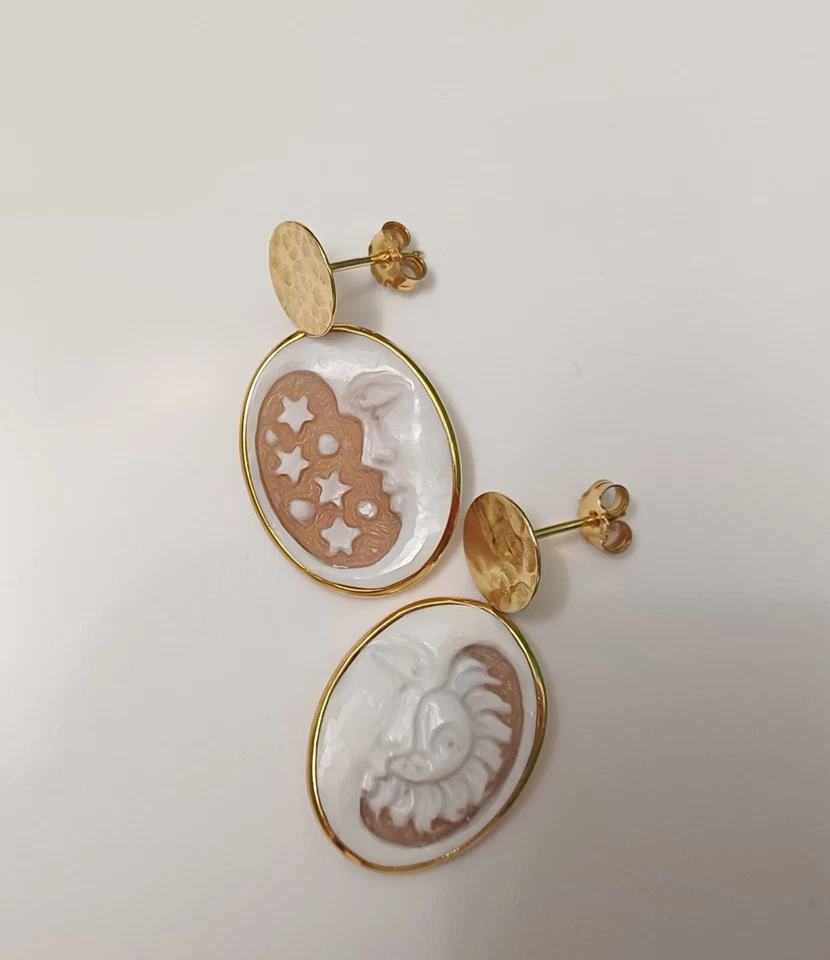 Orecchino Cammeo  Argento Giallo SOLE LUNA  NATALE Autunno Woman Inver Color oro - Immagine 2 di 4