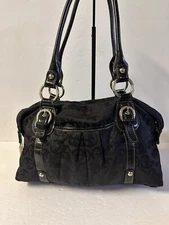 Giani Bernini Hobo Black Nylon Satchel Handbag Tote Shoulder Bag Purse Y2K