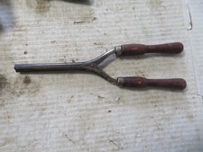 Vintage Antique Curling Cast Iron Wood Handles Hair Styling Stove Heat