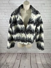 Walker Wear Colorado Made Black Gray White Mountain Tree Print Fleece Jacket Xxl