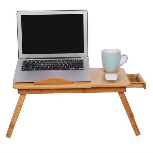 Wooden Bamboo Folding Laptop Tray Table Bed Lap Desk Adjustable Height Foldable - Picture 7 of 7