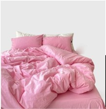 100 Cotton Duvet Solid Print ComforterQuiltmattress cover Pink Bedding set