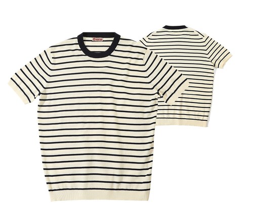 Heißes gestreiftes Herren-T-Shirt Sommer kurzärmeliges Strickshirt Freizeit Rundhals-T-Shirt - Bild 4 von 13