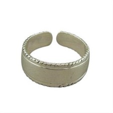 Sterling Silber breiter Band Zehenring mit Drehkanten 2,1 g