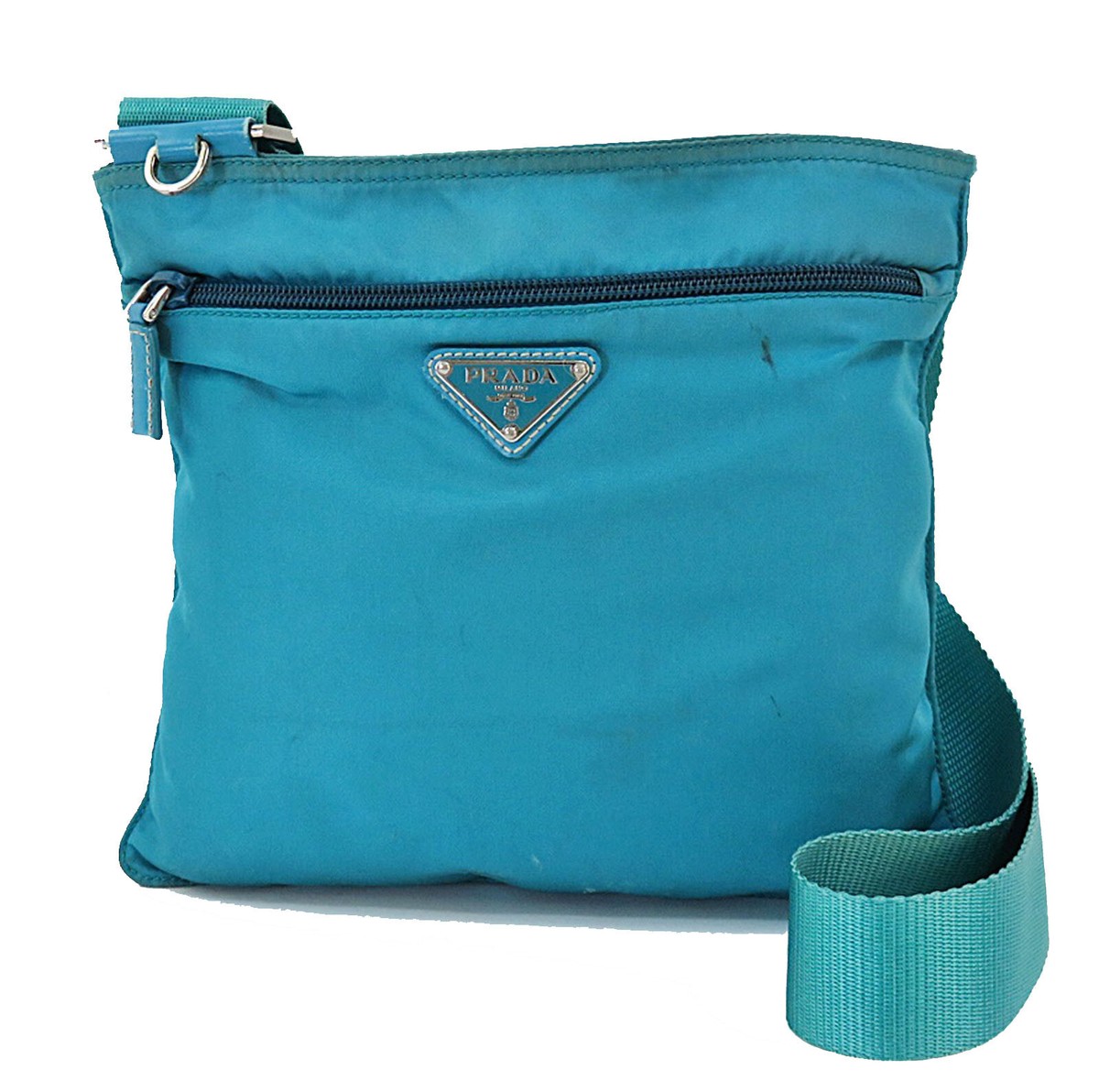 Authentic PRADA Turquoise Nylon Small Shoulder Crossbody Bag