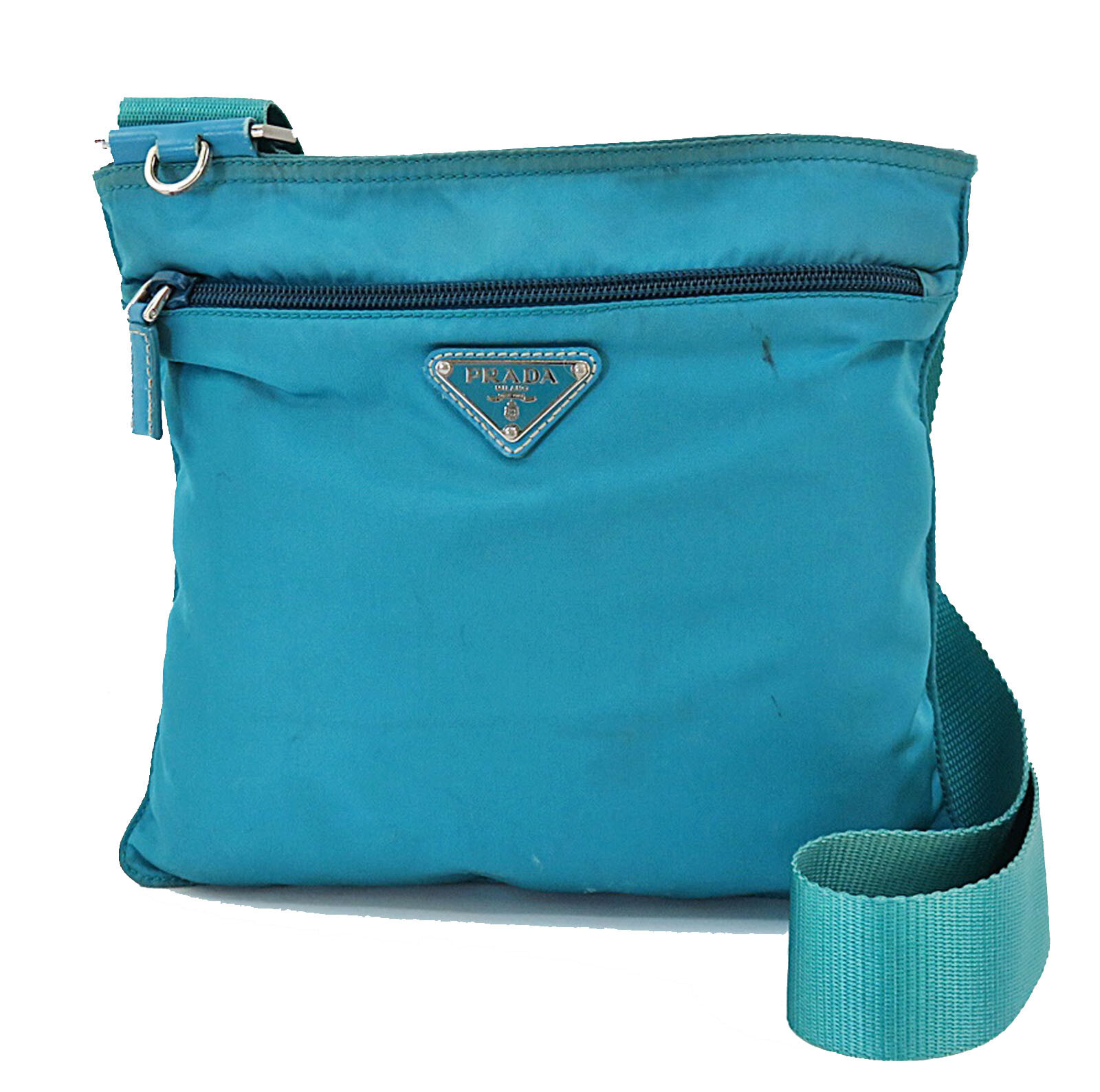 Authentic PRADA Turquoise Nylon Small Shoulder Cr… - image 2
