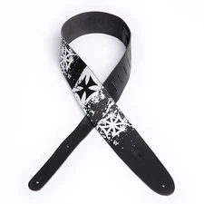 D'Addario 25LSP01 2.5" Leather Screen Print Chopper Cross Black Guitar Strap