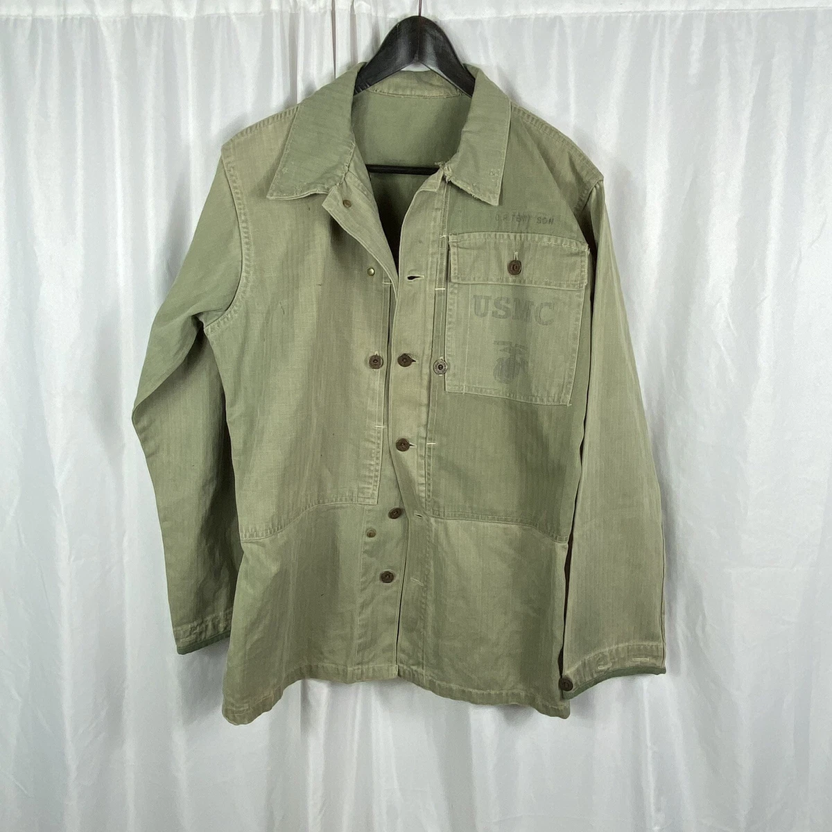 Named P44 USMC Marine Corp HBT Herringbone Jacket WWII