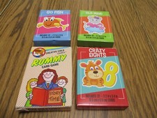 LOT OF 4 KIDS CARD GAMES OLD MAID GO FISH RUMMY CRAZY EIGHTS