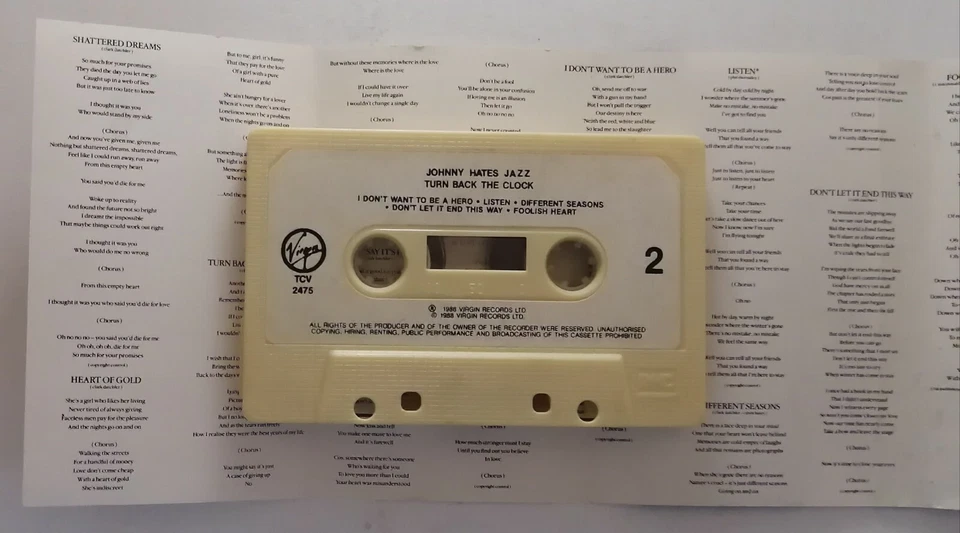 Turn Back The Clock by Johhny Hates Jazz Rare 1988 Malaysia Cassette Tape Foto 4 de 4