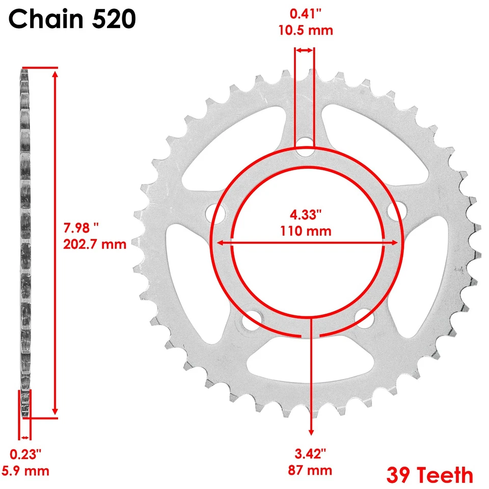 Комплект черной уплотнительной цепи привода и звездочек для Suzuki GS500E GS500F GS500H 94-10 - Изображение 4 из 4