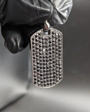 1.80Ct Round Cut Lab-Created Black Diamond Dog Tag Pendant 14K Black Gold Plated